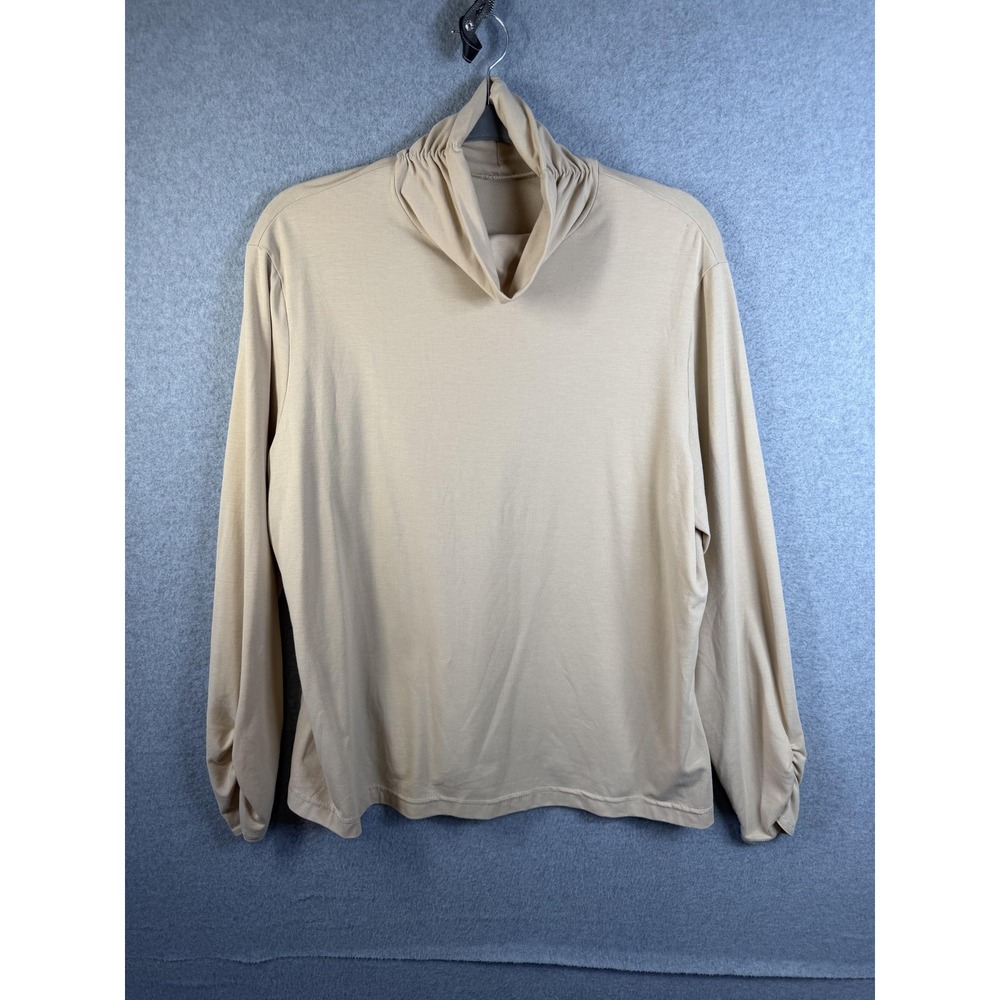 Weekenders Shirt Womens XL Beige Cowl Neck Long Sleeve Jersey Stretch Top